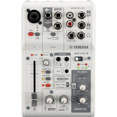 Yamaha AG03MK2 - 3-kanals live streaming mikser med USB-lydgrensesnitt - Hvit Yamaha AG03MK2 - 3-kanals live streaming mikser med USB-lydgrensesnitt - Hvit