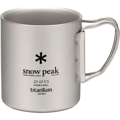 Tazza doppia in titanio Snow Peak - 220ml, Manico pieghevole Tazza doppia in titanio Snow Peak - 220ml, Manico pieghevole
