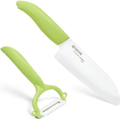 Set coltelli in ceramica verde Kyocera - Utensile da cucina Set coltelli in ceramica verde Kyocera - Utensile da cucina