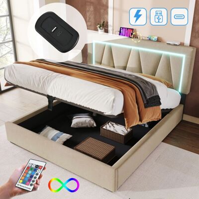 HAUSS SPOLE - Letto contenitore 160x200 - Beige - Lino - Bed HAUSS SPOLE - Letto contenitore 160x200 - Beige - Lino - Bed
