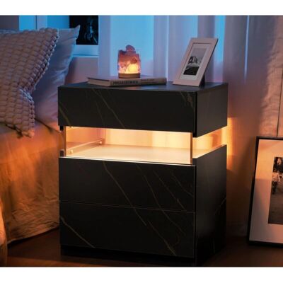 OKWISH - LED Mesita de noche - LED - 3 cajones - Mesita de noche OKWISH - LED Mesita de noche - LED - 3 cajones - Mesita de noche