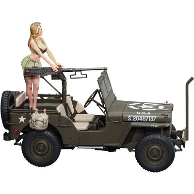 Hasegawa Camion 1/24 con Figura e Arma - Kit Modellino Plastica Hasegawa Camion 1/24 con Figura e Arma - Kit Modellino Plastica