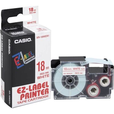 Nastro Etichetta Casio XR-18WER1 Rosso/Bianco - 18mm x 8m Nastro Etichetta Casio XR-18WER1 Rosso/Bianco - 18mm x 8m