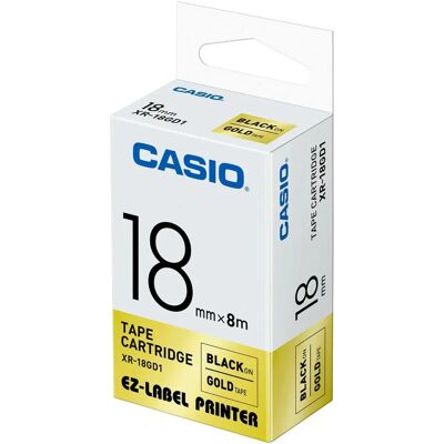 Cinta de Etiqueta Dorada Casio XR-18GD1 - Cinta Autoadhesiva Cinta de Etiqueta Dorada Casio XR-18GD1 - Cinta Autoadhesiva