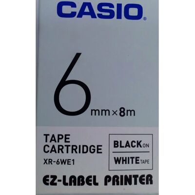Casio XR-6WE1 White/Black Labeling Tape - Labeling Tape Casio XR-6WE1 White/Black Labeling Tape - Labeling Tape