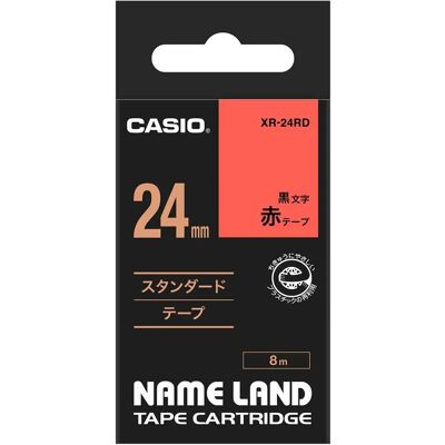 Casio XR-24RD1 Etichette autoadesive - 2.4cm x 8m - Nero su rosso - Nastri Casio XR-24RD1 Etichette autoadesive - 2.4cm x 8m - Nero su rosso - Nastri