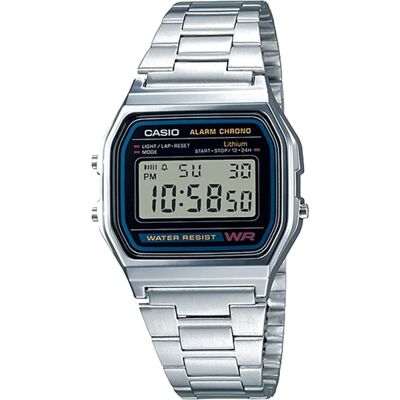 Casio A158WA-1DF Stainless Steel Men’s Watch - Daily Alarm Casio A158WA-1DF Stainless Steel Men’s Watch - Daily Alarm