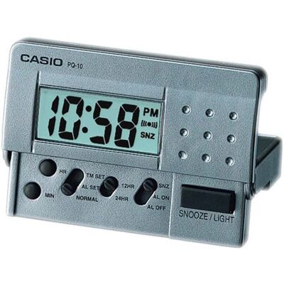 Reloj Despertador Casio PQ-10D - Digital, Plegable, Plateado Reloj Despertador Casio PQ-10D - Digital, Plegable, Plateado