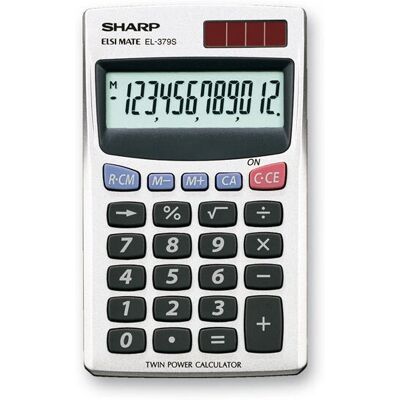 Calculatrice Sharp EL-379SB - 12 Chiffres, Basique, Blanc - Publicité Calculatrice Sharp EL-379SB - 12 Chiffres, Basique, Blanc - Publicité