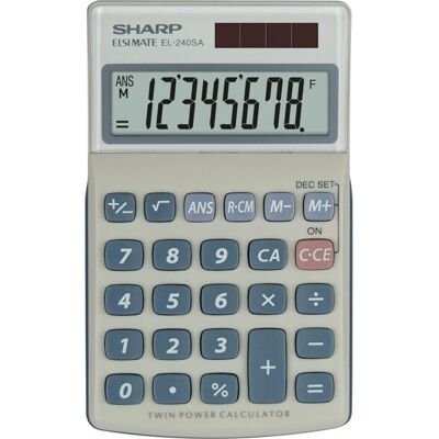 Calculatrice Sharp EL-240SA - 8 Chiffres Argent Bleu Calculatrice Sharp EL-240SA - 8 Chiffres Argent Bleu