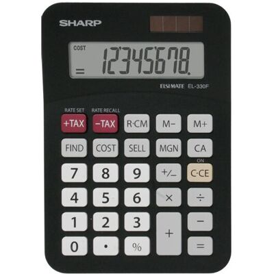 Sharp EL-330FBBK laskin - 8 numeron näyttö, Perus, Musta Sharp EL-330FBBK laskin - 8 numeron näyttö, Perus, Musta