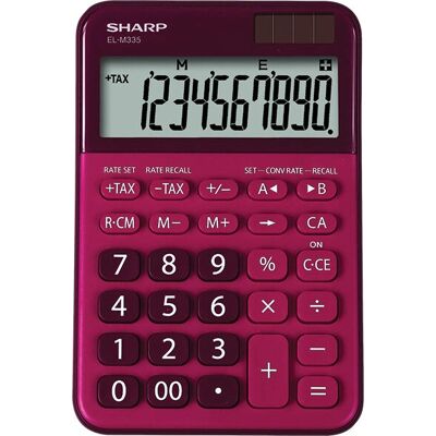 Calculatrice Sharp EL-M335 - Basique, 10 chiffres, Rouge Calculatrice Sharp EL-M335 - Basique, 10 chiffres, Rouge