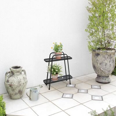 VegTrug Steel Indoor/Outdoor Plant Stand - 2 Shelves - Metallic Grey VegTrug Steel Indoor/Outdoor Plant Stand - 2 Shelves - Metallic Grey