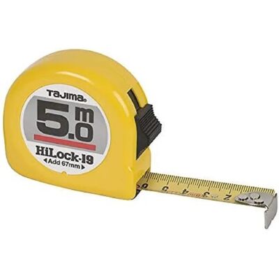 Mètre de 5M Jaune Tajima High-Lock - Mètre ruban - Publicité Mètre de 5M Jaune Tajima High-Lock - Mètre ruban - Publicité