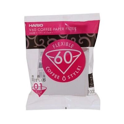 Hario V60 Witte Papieren Koffiefilters - 100 stuks Hario V60 Witte Papieren Koffiefilters - 100 stuks