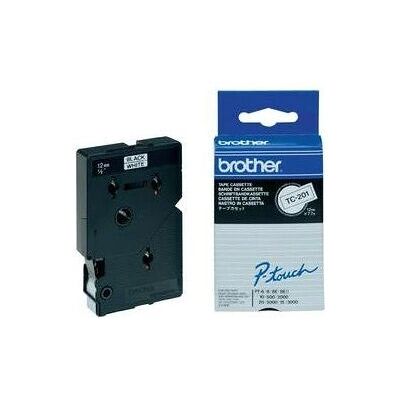 Ruban d'Étiquetage Laminé Brother TC-201A - 12mm, Noir/Blanc - Pack de 10 - Publicité Ruban d'Étiquetage Laminé Brother TC-201A - 12mm, Noir/Blanc - Pack de 10 - Publicité