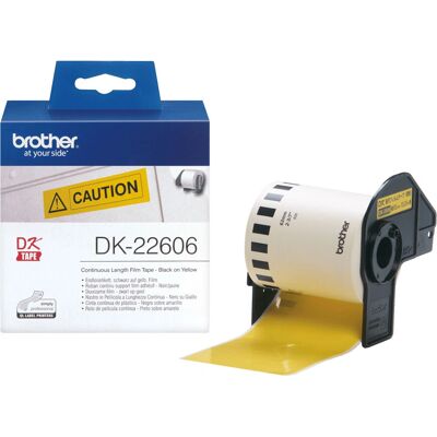 Brother DK-22606 Merkemaskinbånd - Gul Laminert 62mm Brother DK-22606 Merkemaskinbånd - Gul Laminert 62mm