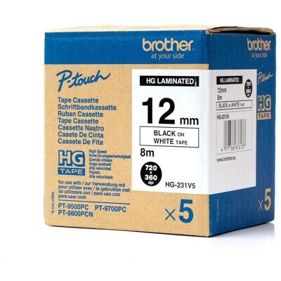 Ruban laminé Brother HGe-231V5 - 5 rouleaux - Publicité Ruban laminé Brother HGe-231V5 - 5 rouleaux - Publicité