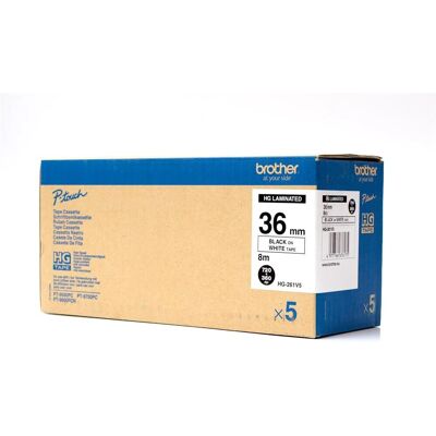 Brother HG261V5 Bande Laminée - 3,6cm x 8m - Noir sur Blanc - Publicité Brother HG261V5 Bande Laminée - 3,6cm x 8m - Noir sur Blanc - Publicité