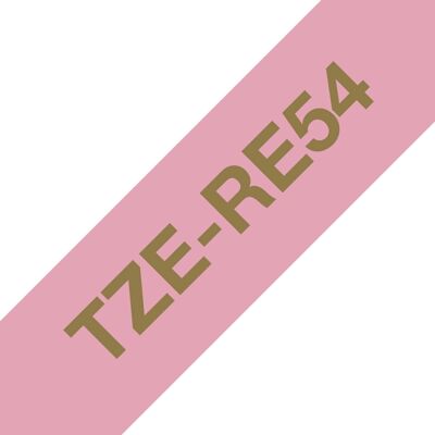 Brother TZE-RE54 Guld på Rosa Etiketbånd - 24mm, 4m Brother TZE-RE54 Guld på Rosa Etiketbånd - 24mm, 4m