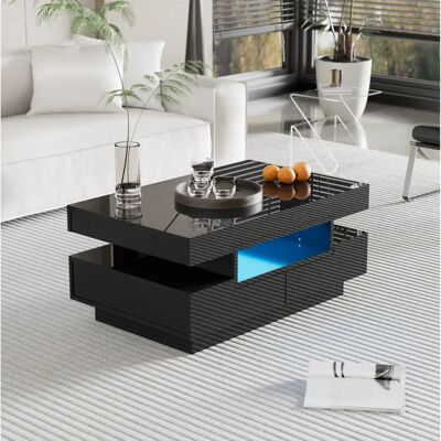 WISHDOR - Tavolino da caffè - Negro brillante - LED - 4 cajones - Mesa de café WISHDOR - Tavolino da caffè - Negro brillante - LED - 4 cajones - Mesa de café