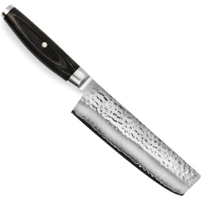 Yaxell Ketu Nakiri - 16,5cm VG10 Stal - 3-warstwowy Damaszek - Czarna Rączka Pakkahout Yaxell Ketu Nakiri - 16,5cm VG10 Stal - 3-warstwowy Damaszek - Czarna Rączka Pakkahout