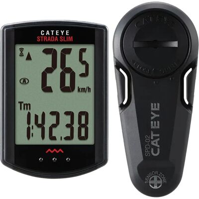 Compteur de vélo sans fil Cateye Strada Slim - Noir - Capteur de route - Léger - Publicité Compteur de vélo sans fil Cateye Strada Slim - Noir - Capteur de route - Léger - Publicité