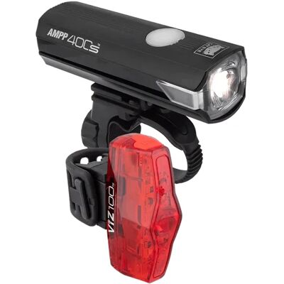Zestaw świateł rowerowych Cateye AMPP400S & VIZ100 Czarny - Zestaw Świateł Rowerowych Zestaw świateł rowerowych Cateye AMPP400S & VIZ100 Czarny - Zestaw Świateł Rowerowych