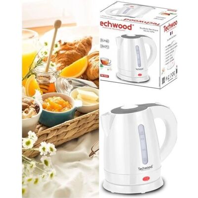 Bouilloire sans fil Techwood 1L - Arrêt automatique - Couvercle de sécurité - Blanc - Publicité Bouilloire sans fil Techwood 1L - Arrêt automatique - Couvercle de sécurité - Blanc - Publicité