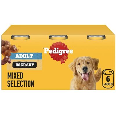 Pedigree 6 x 400g Mixed Selection in Gravy Dog Tins - Dog Food Pedigree 6 x 400g Mixed Selection in Gravy Dog Tins - Dog Food