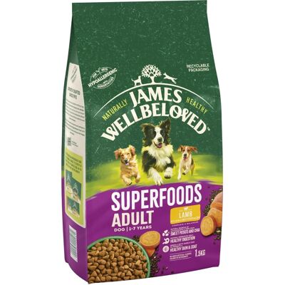 James Wellbeloved Lamb Superfoods Adult Dog Food - Hypoallergenic, 1.5kg James Wellbeloved Lamb Superfoods Adult Dog Food - Hypoallergenic, 1.5kg