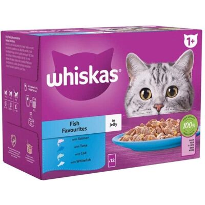 Whiskas Cat Food - 96 x 85g Fish Favourites in Jelly Whiskas Cat Food - 96 x 85g Fish Favourites in Jelly