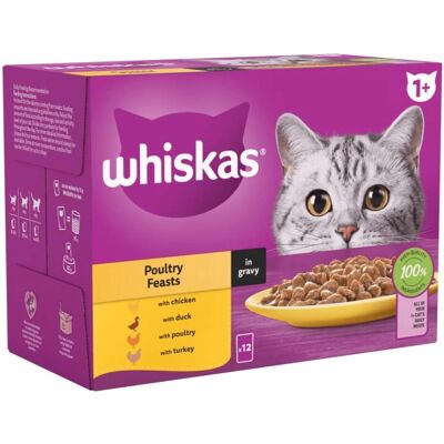 Whiskas Poultry Feasts in Gravy 96 x 85g - Wet Cat Food Whiskas Poultry Feasts in Gravy 96 x 85g - Wet Cat Food