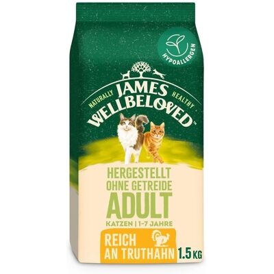 JAMES WELLBELOVED Adult Turkey Grain-Free Cat Food - 1.5kg JAMES WELLBELOVED Adult Turkey Grain-Free Cat Food - 1.5kg