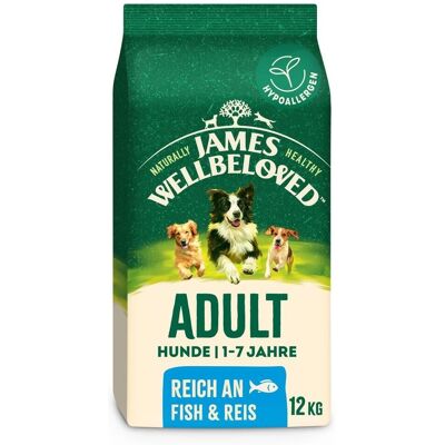 Cibo per cani James Wellbeloved Adulti Pesce e Riso - 12kg Cibo per cani James Wellbeloved Adulti Pesce e Riso - 12kg