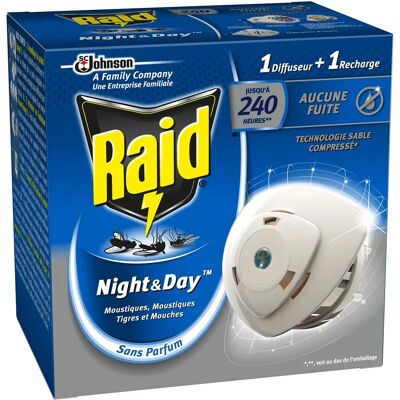 RAID Night & Day Diffuseur - Recharge incluse - Publicité RAID Night & Day Diffuseur - Recharge incluse - Publicité