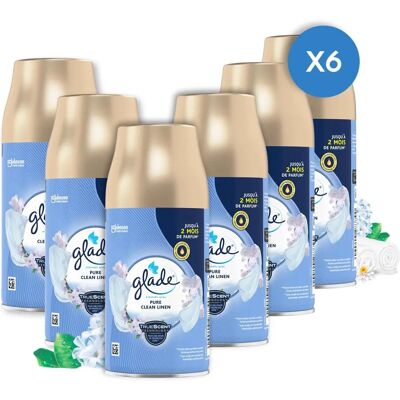 Glade - Pure Clean Linen - Lot de 6 - Recharge d'aérosol - Publicité Glade - Pure Clean Linen - Lot de 6 - Recharge d'aérosol - Publicité