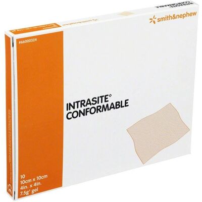 Smith & Nephew Intrasite Conformable Hydrogelverband - Wundmanagement - 10cm Packung mit 10 Smith & Nephew Intrasite Conformable Hydrogelverband - Wundmanagement - 10cm Packung mit 10