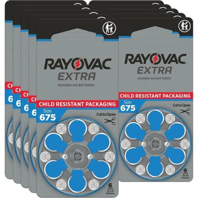 Rayovac Modèle 675 Piles pour Appareils Auditifs Bleues - 60 Pack - Publicité Rayovac Modèle 675 Piles pour Appareils Auditifs Bleues - 60 Pack - Publicité