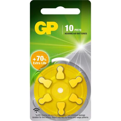 Pile pour appareils auditifs GP PR70 Zinc-Air - Pack de 6 - Publicité Pile pour appareils auditifs GP PR70 Zinc-Air - Pack de 6 - Publicité