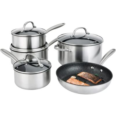 Prestige Stainless Steel 5-Piece Cookware Set - Scratch Resistant, Induction Compatible Prestige Stainless Steel 5-Piece Cookware Set - Scratch Resistant, Induction Compatible