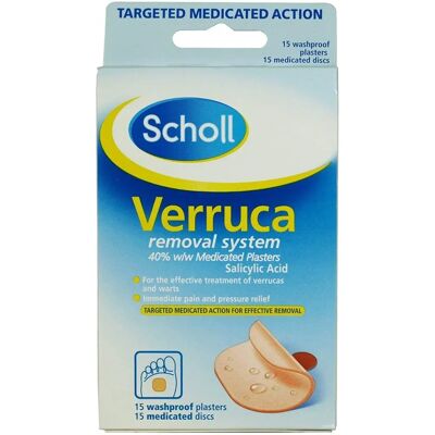 Scholl Medicated Verruca Removal System Salicylic Acid Washproof 15 Plasters - Verruca Removal Plasters Scholl Medicated Verruca Removal System Salicylic Acid Washproof 15 Plasters - Verruca Removal Plasters