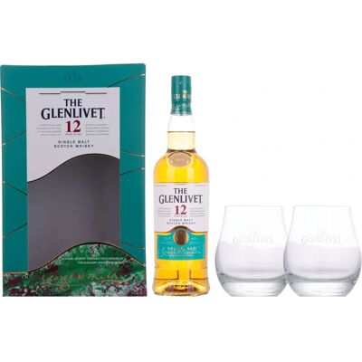 Glenlivet 12 Ans Double Oak - Whisky avec Verres - Publicité Glenlivet 12 Ans Double Oak - Whisky avec Verres - Publicité