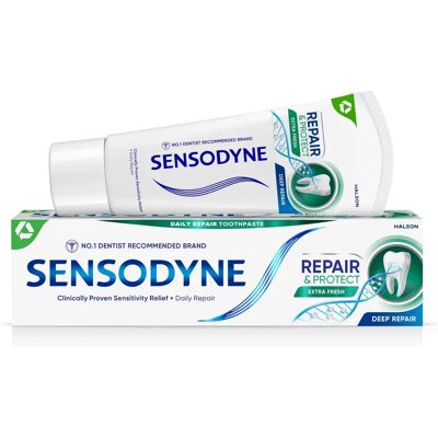 Sensodyne 75ml Répare et Protège Dentifrice Frais Extra - Publicité Sensodyne 75ml Répare et Protège Dentifrice Frais Extra - Publicité