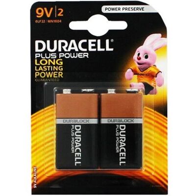 Duracell MN1604B2 Alkaline 9V Batterie - Pack von 2 Duracell MN1604B2 Alkaline 9V Batterie - Pack von 2
