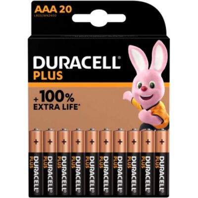 Piles alcalines Duracell Plus AAA - Pack de 20 - Publicité Piles alcalines Duracell Plus AAA - Pack de 20 - Publicité