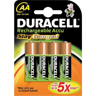 Duracell Stay Charged AA Batteries Rechargeables - Batteries Rechargeables - Publicité Duracell Stay Charged AA Batteries Rechargeables - Batteries Rechargeables - Publicité