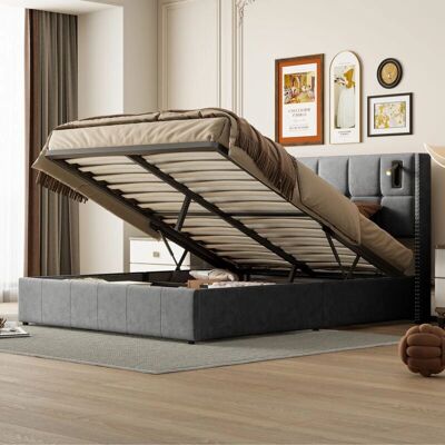 TANANT - Letto contenitore 160x200 - Terciopelo - USB/Type-C luz de lectura - Bed TANANT - Letto contenitore 160x200 - Terciopelo - USB/Type-C luz de lectura - Bed