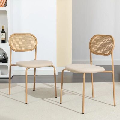 TANANT - Set 2 - Beige - Rattan - Sillas de comedor TANANT - Set 2 - Beige - Rattan - Sillas de comedor