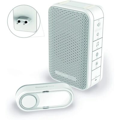 Honeywell Bianco/Grigio Campanello wireless - Regolabile volume & LED Honeywell Bianco/Grigio Campanello wireless - Regolabile volume & LED